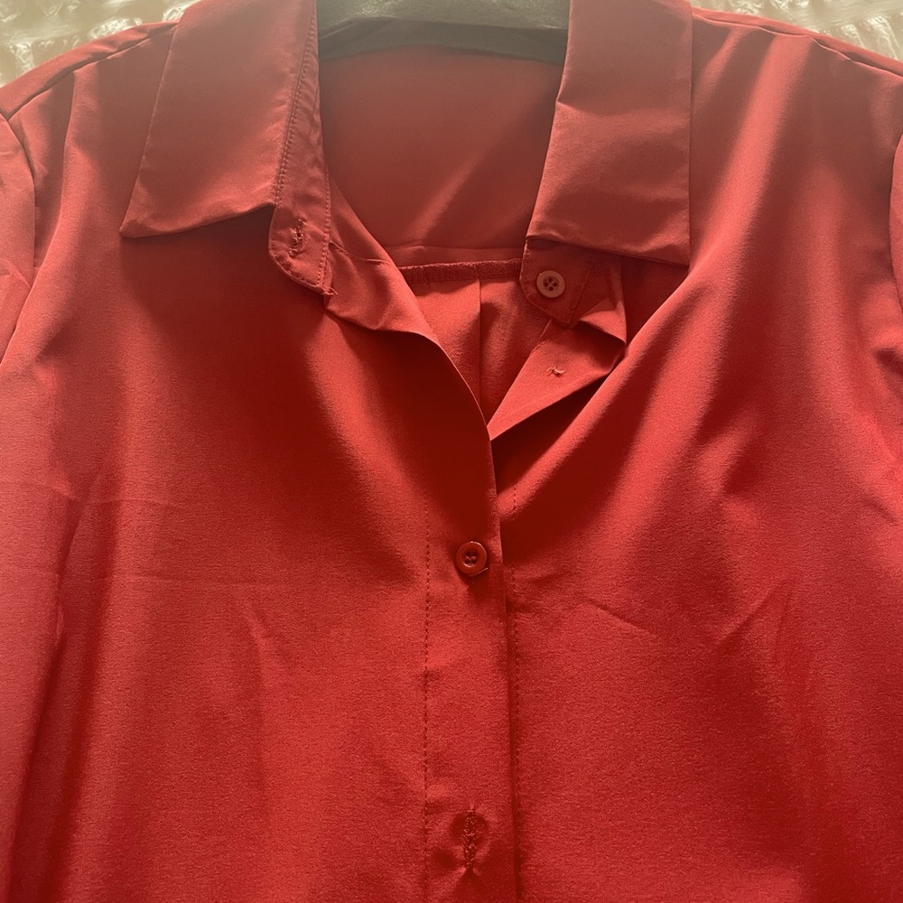 Elegant Red Button-Down Maxi Dress